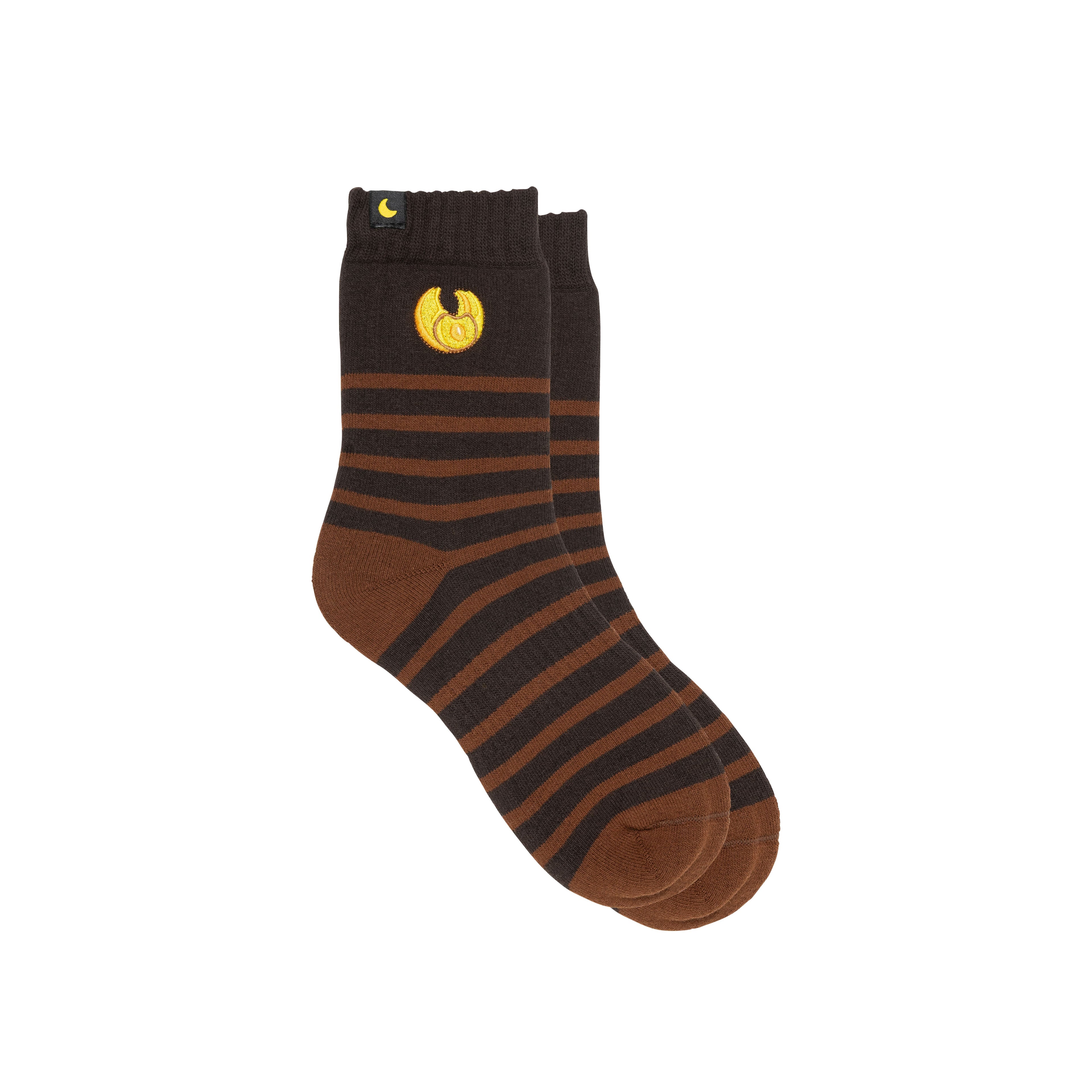 birb Crescent Socks in Brown/Gold