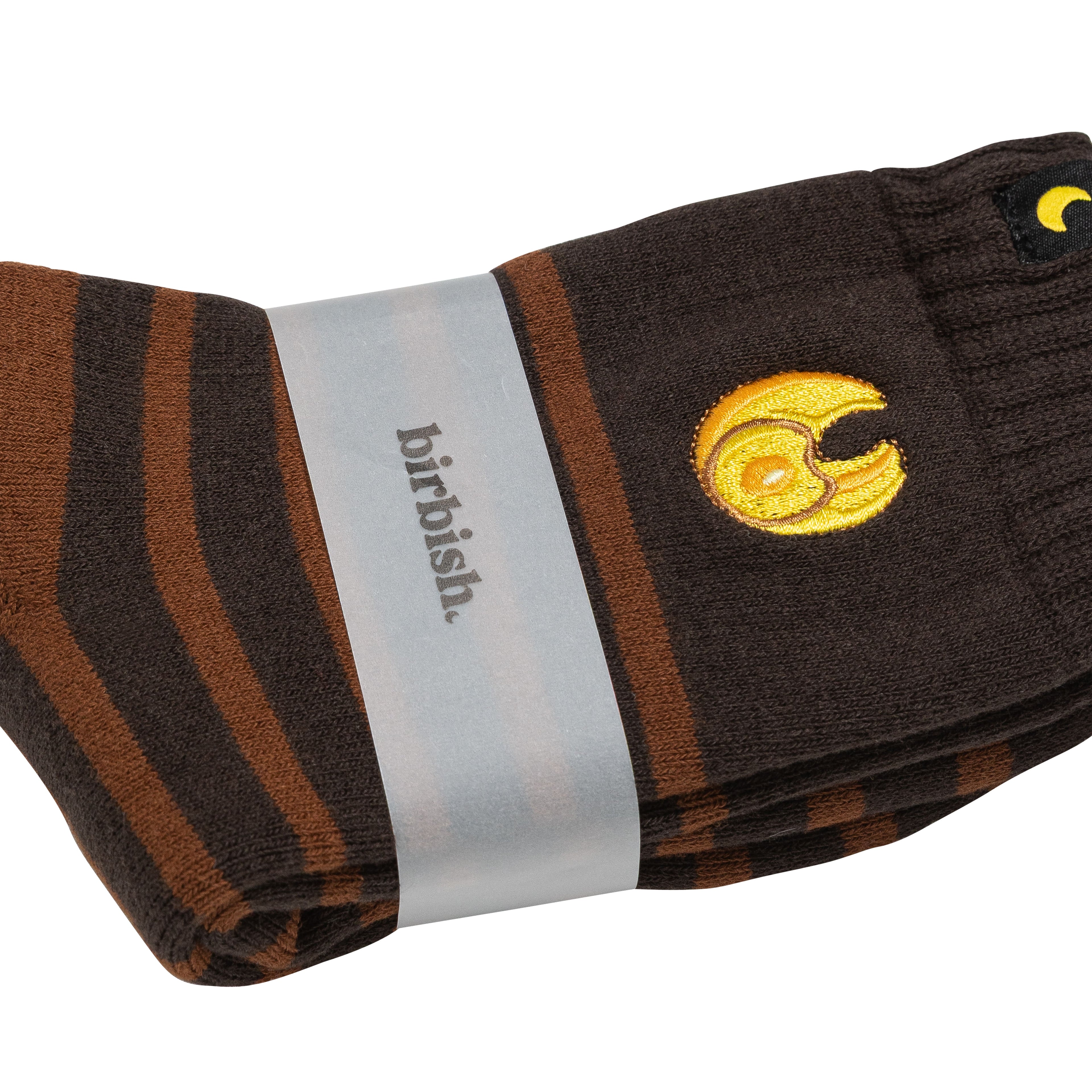 birb Crescent Socks in Brown/Gold