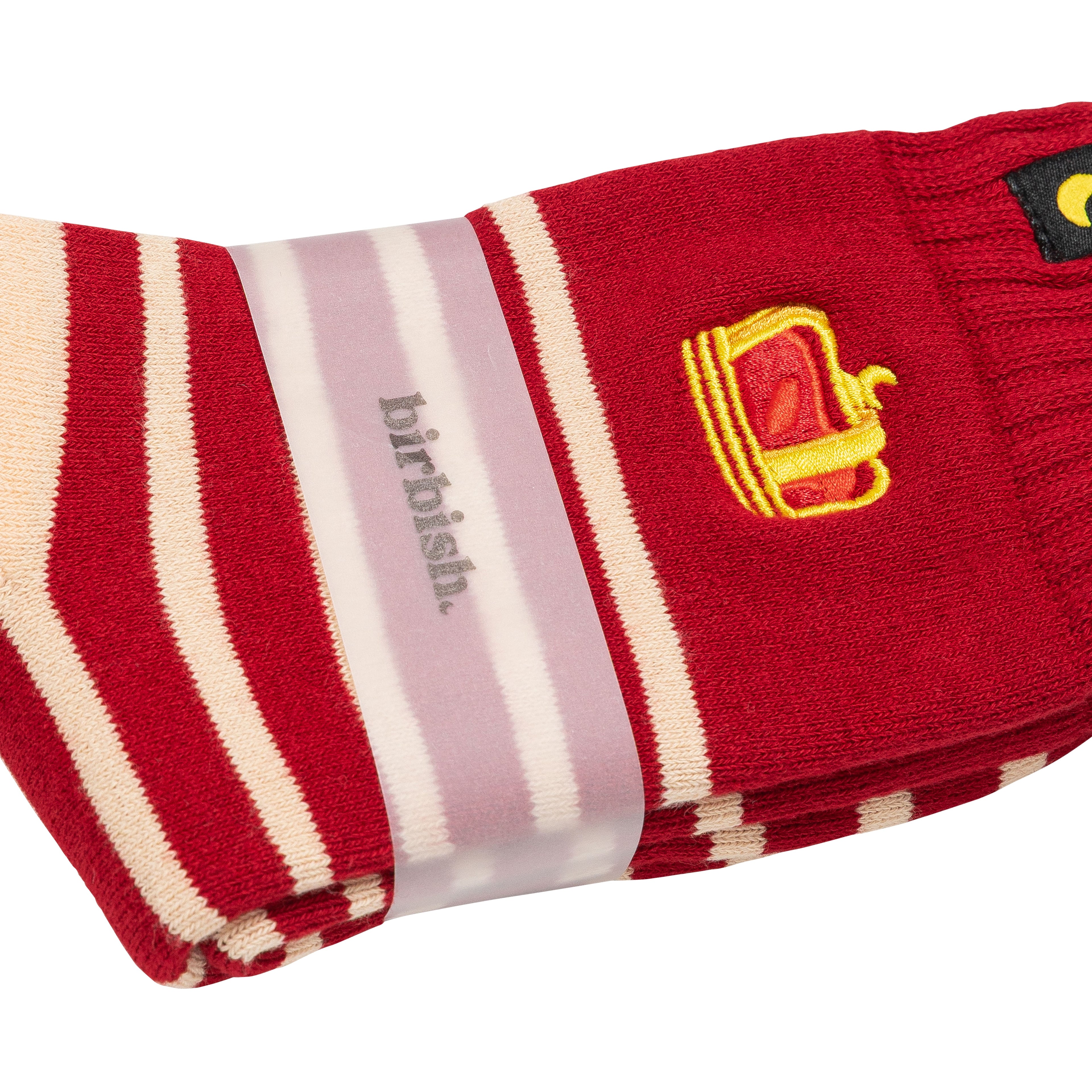 birb Crown Socks in Red/Cream