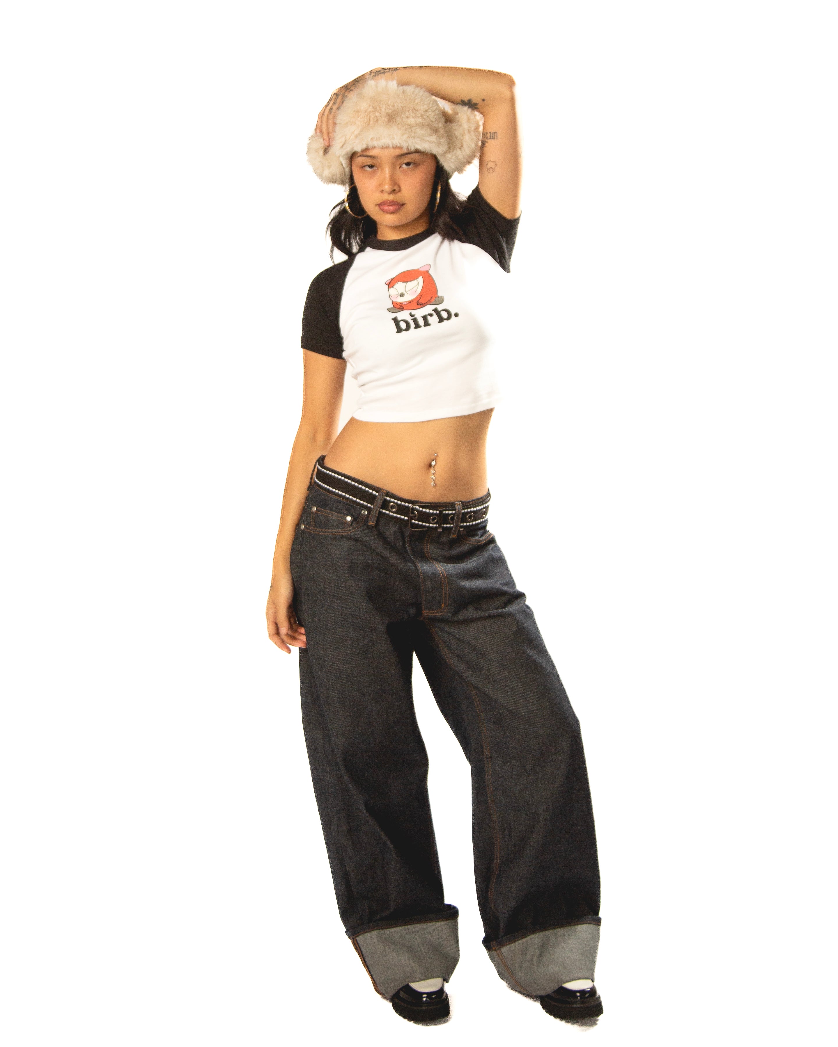 birb Raglan Tee in Red/Black