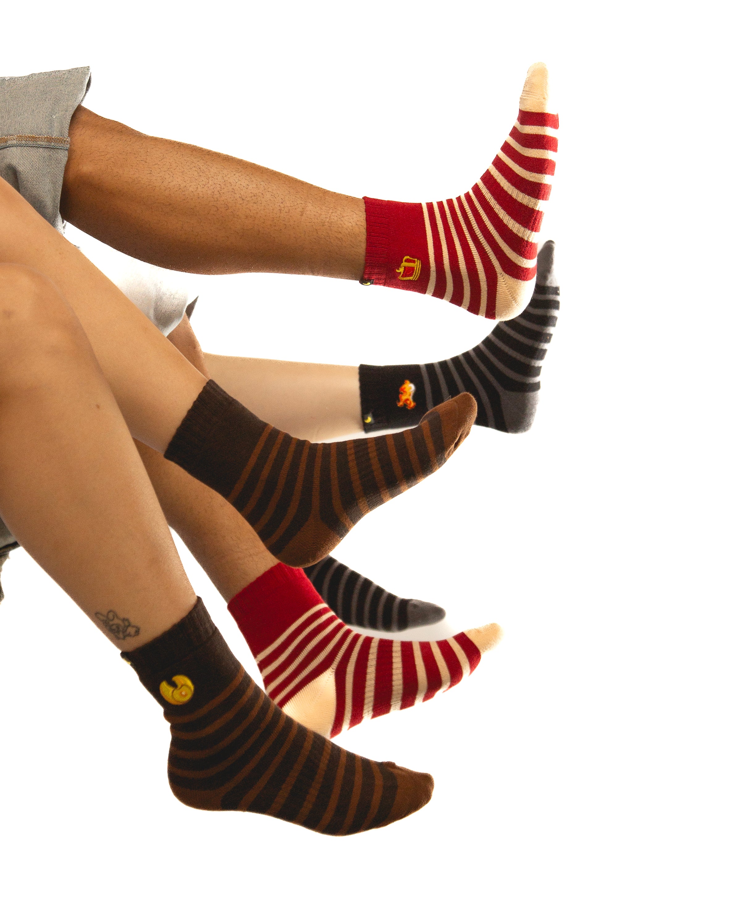 birb Crescent Socks in Brown/Gold