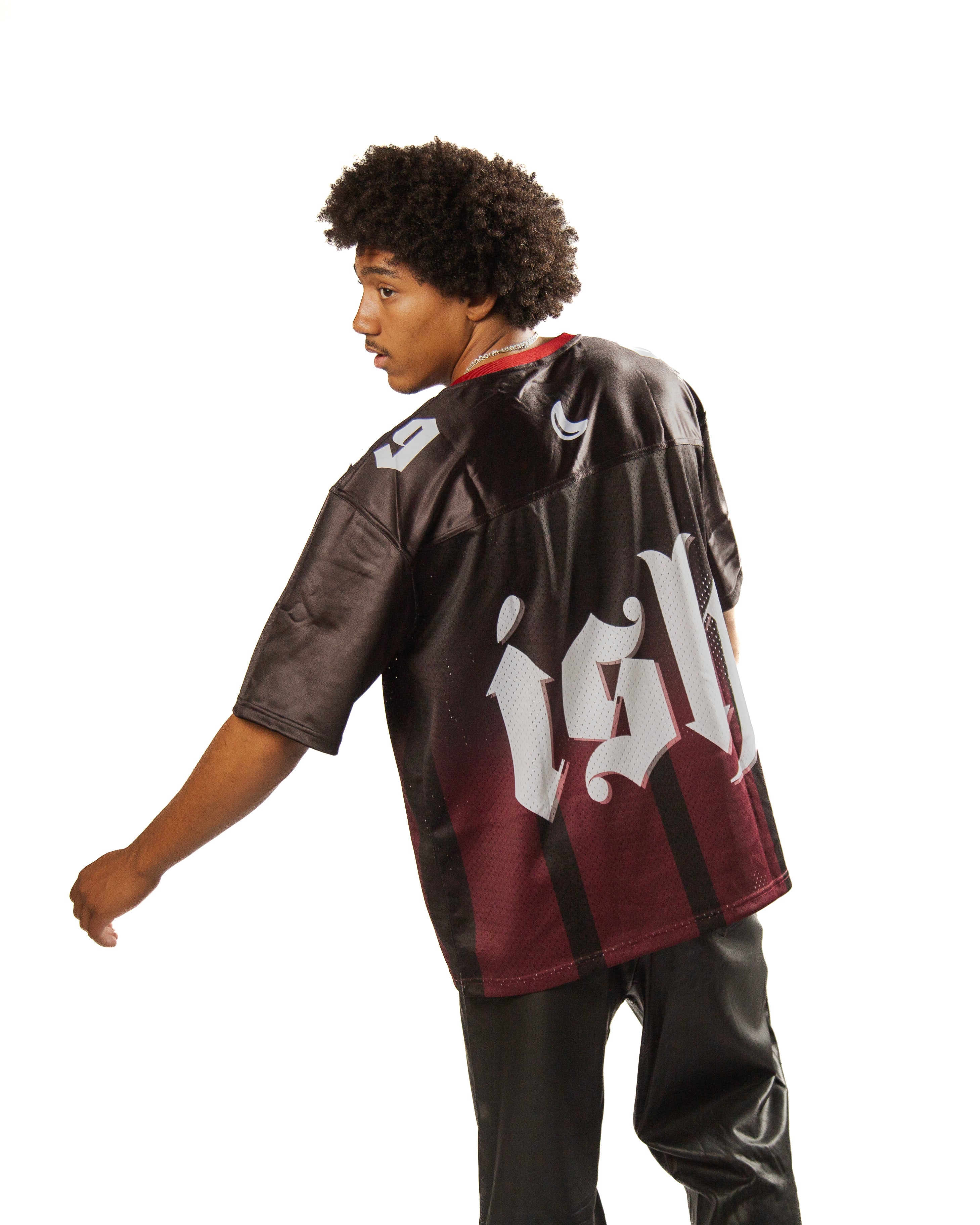 birb Mesh Jersey in Black/Burgundy