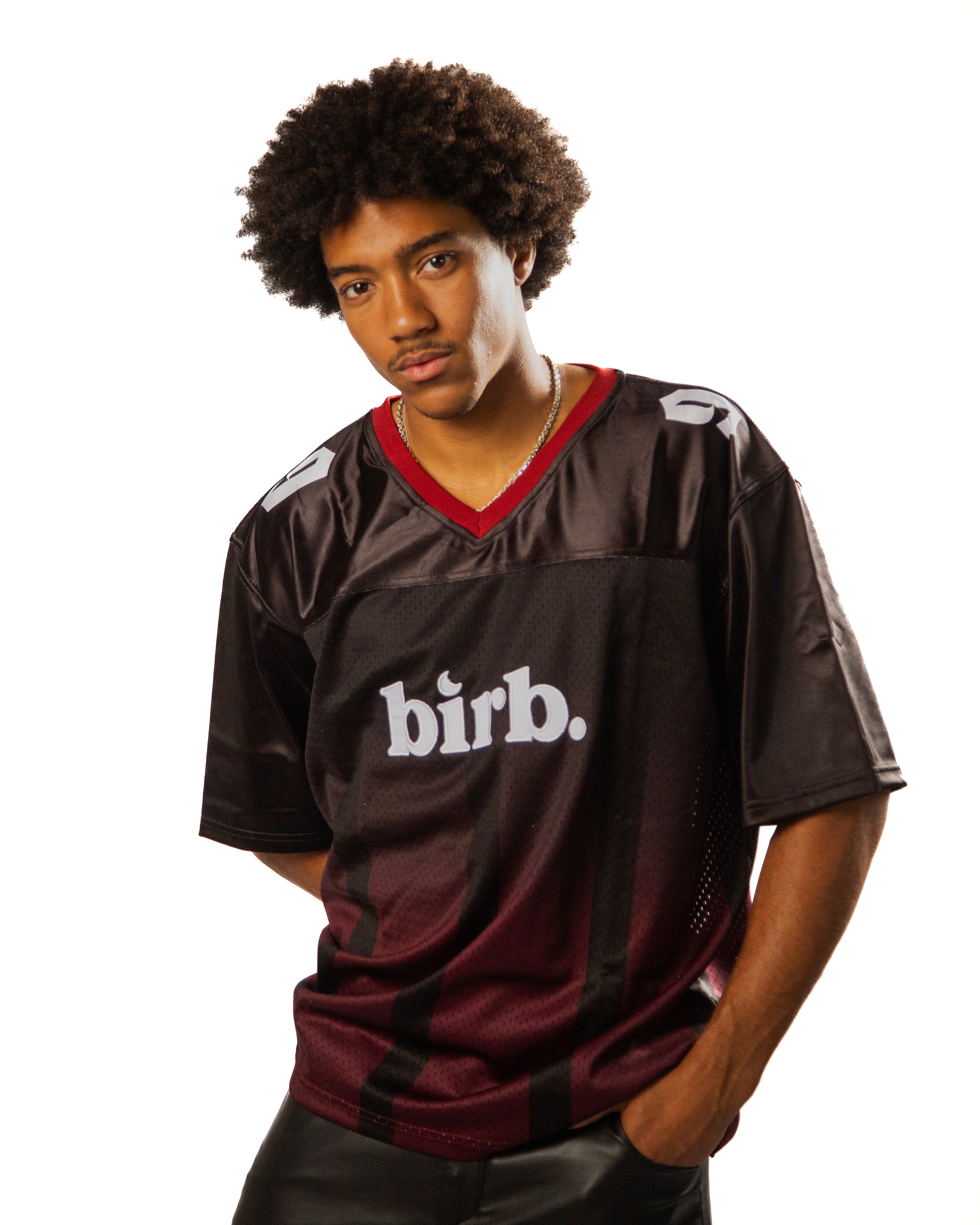 birb Mesh Jersey in Black/Burgundy