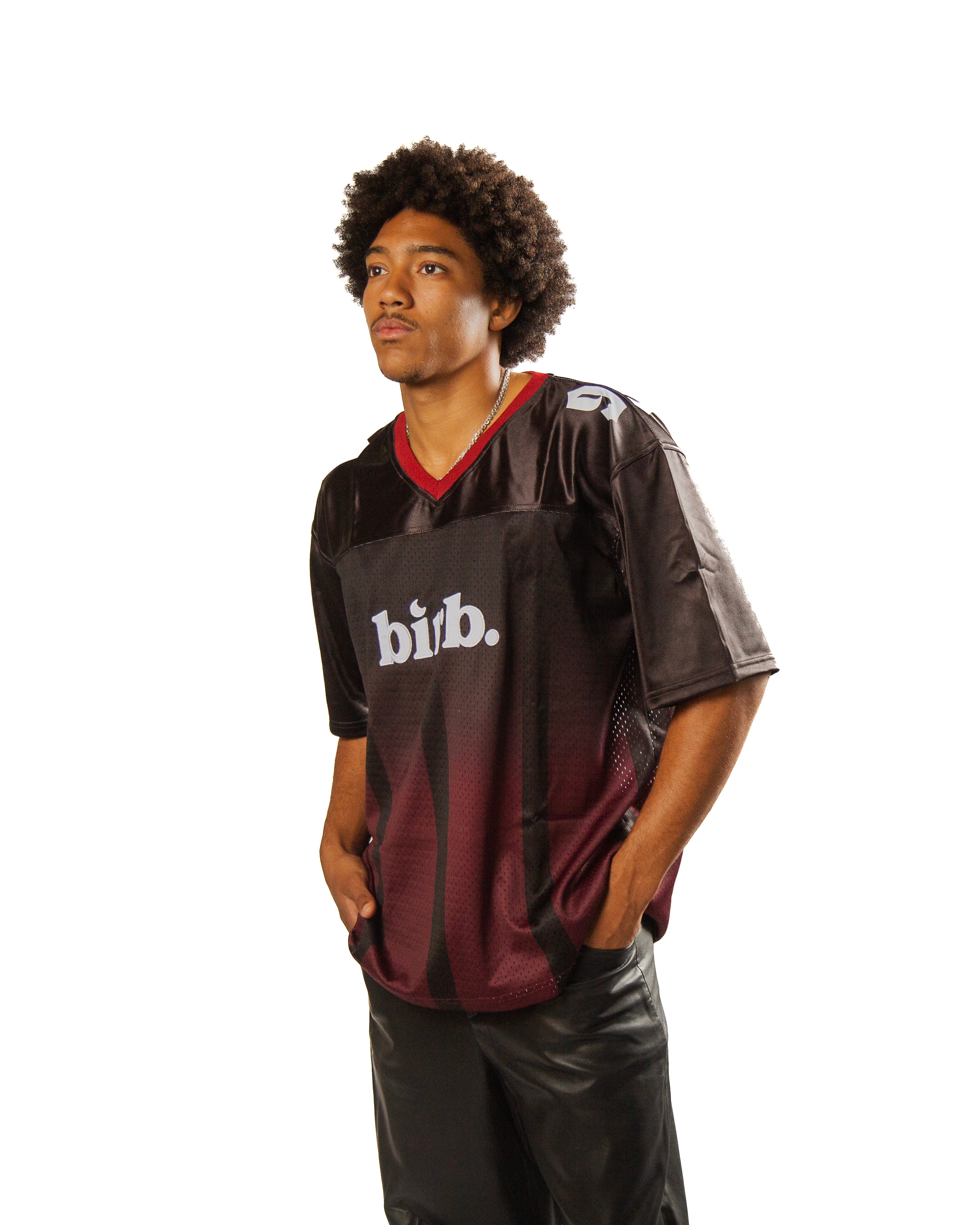 birb Mesh Jersey in Black/Burgundy