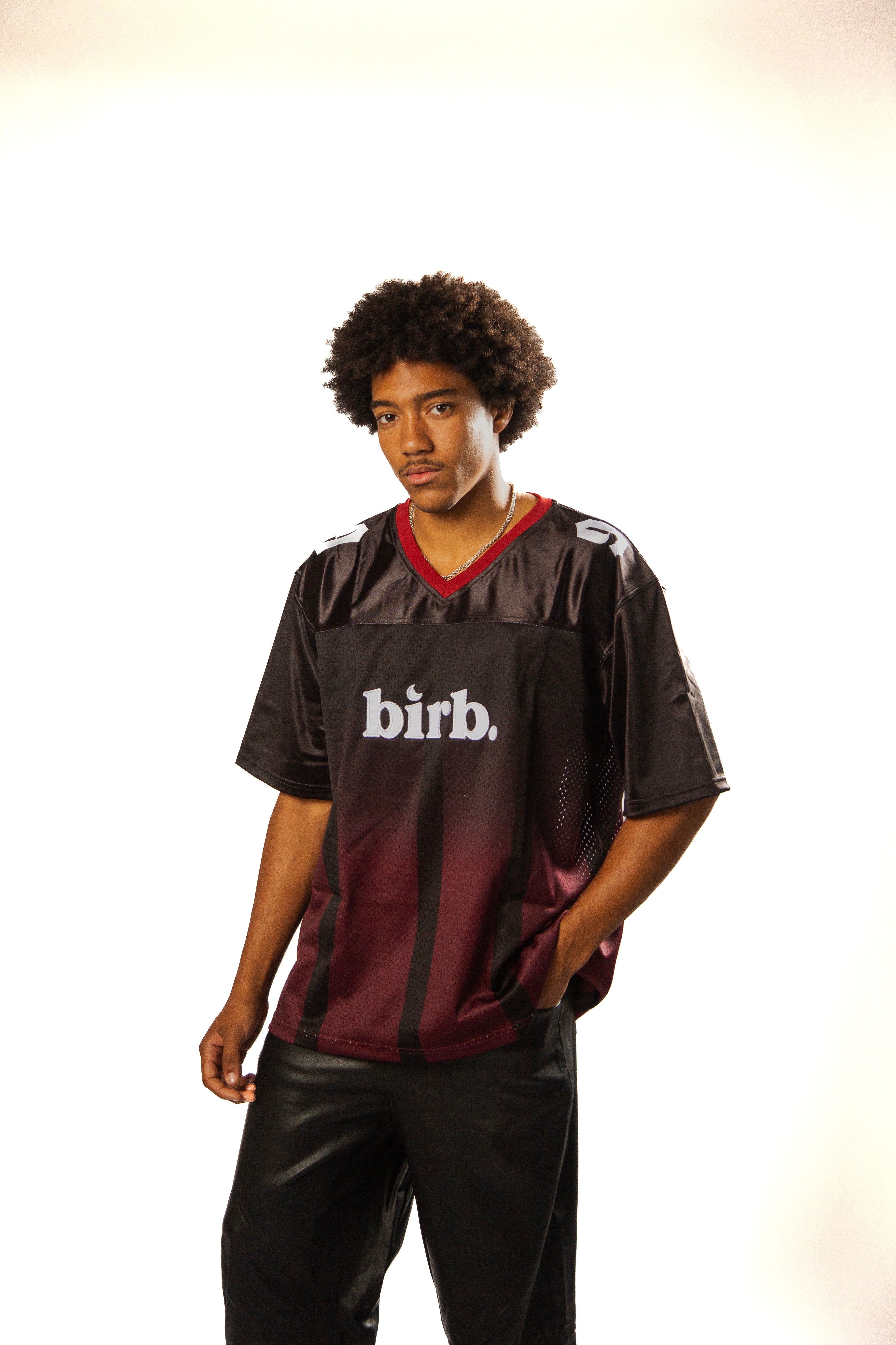 birb Mesh Jersey in Black/Burgundy