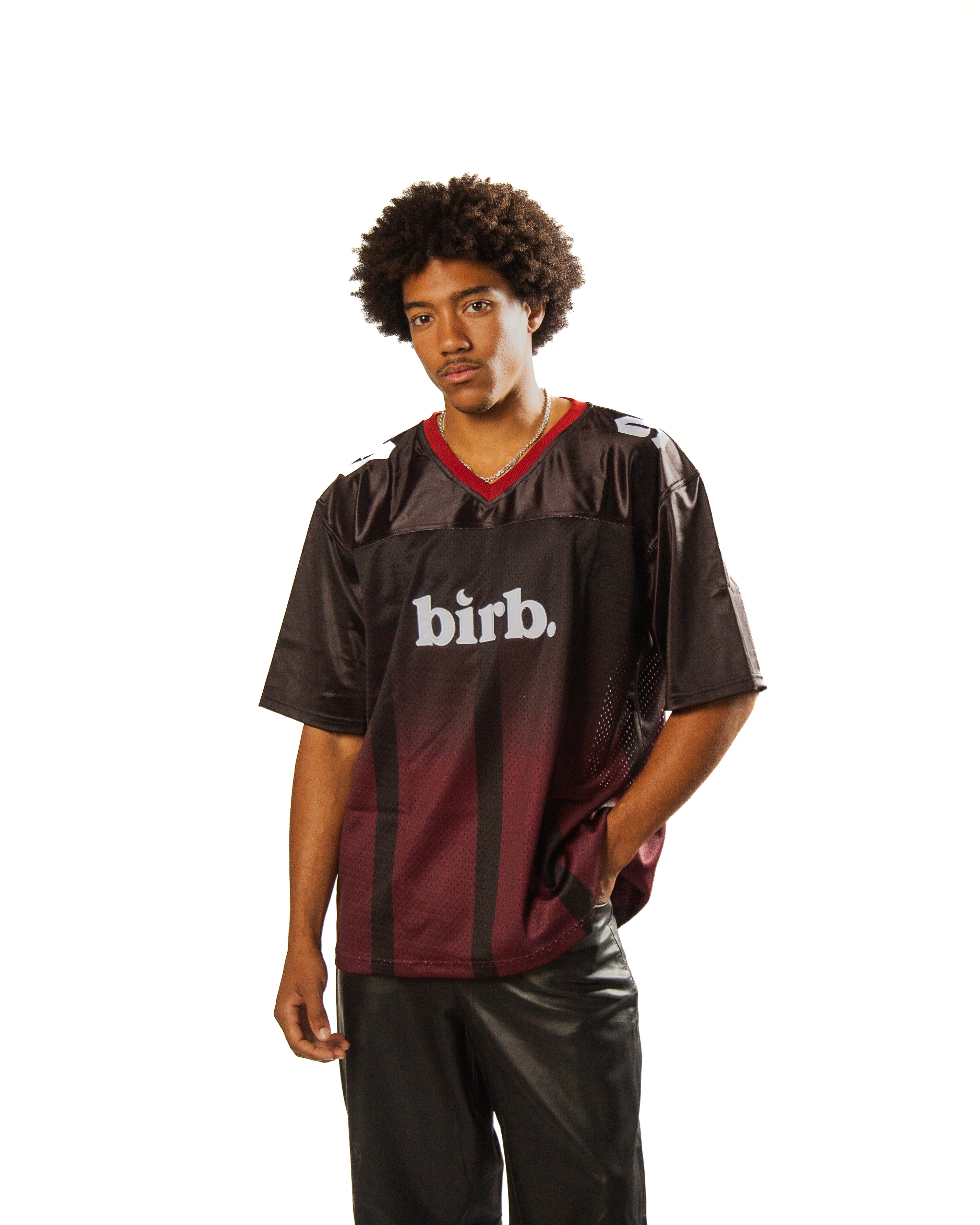 birb Mesh Jersey in Black/Burgundy