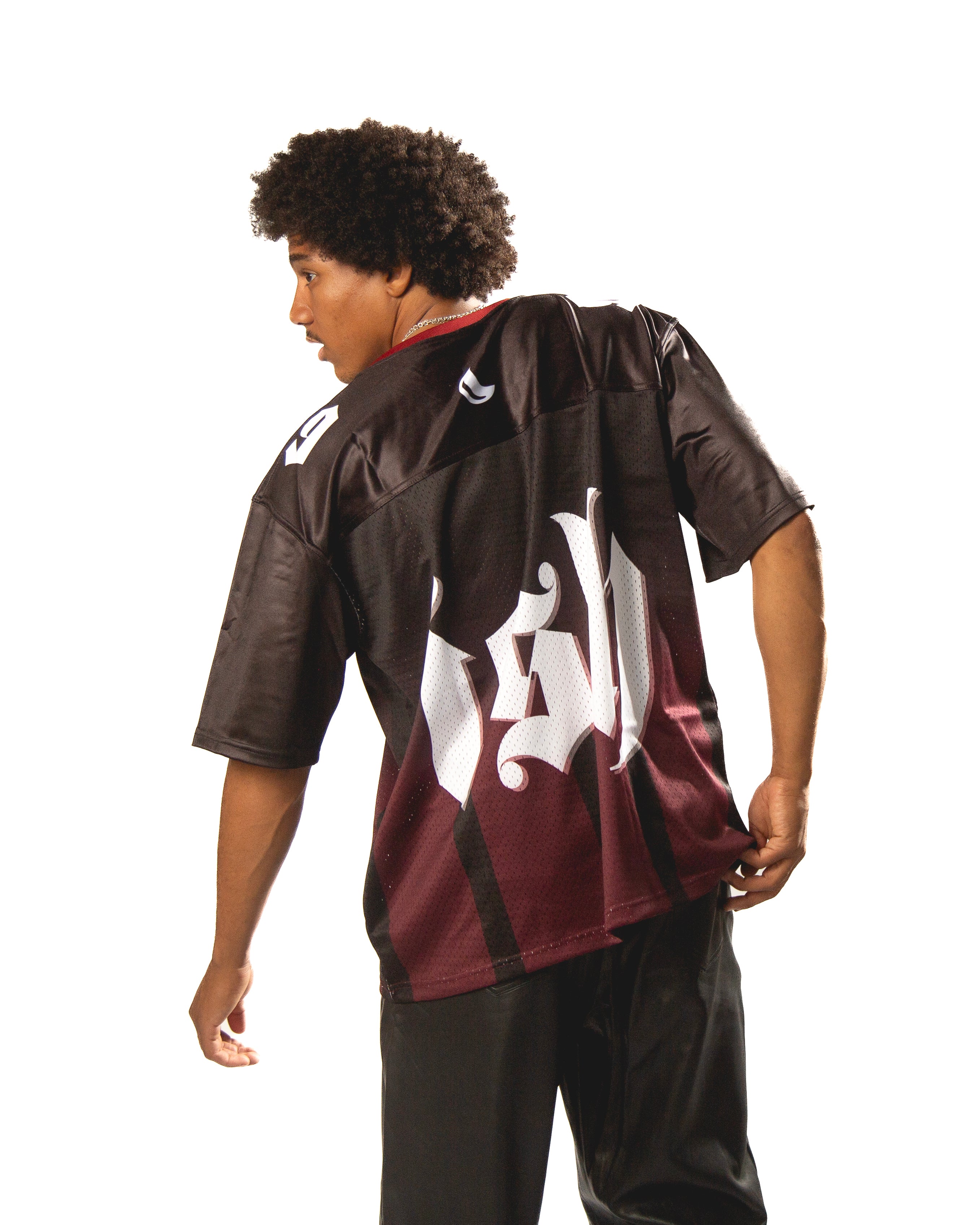 birb Mesh Jersey in Black/Burgundy