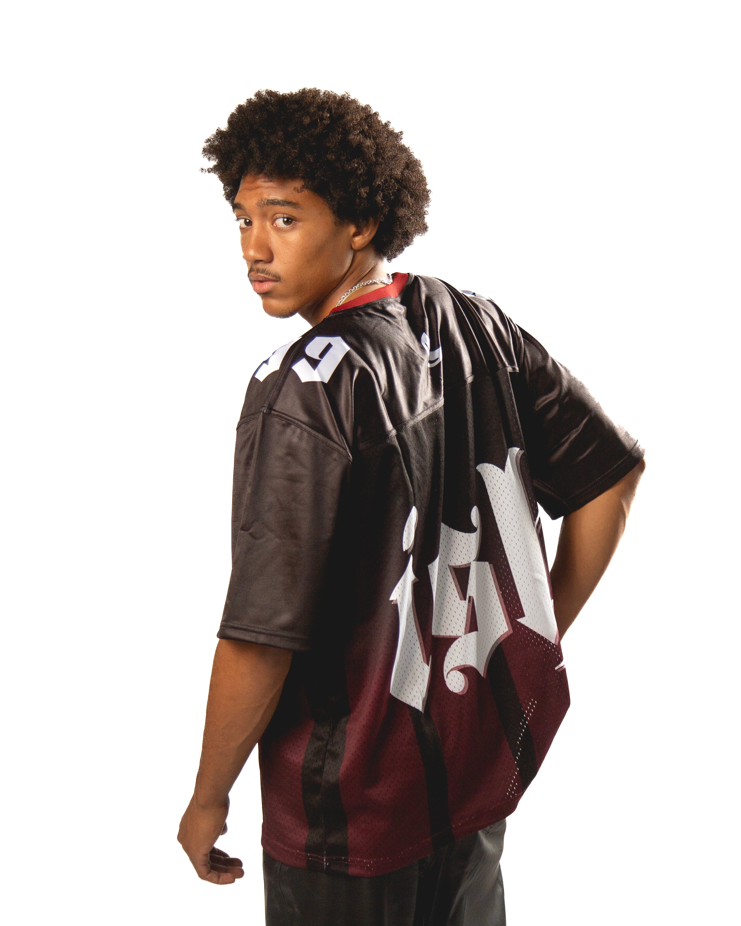 birb Mesh Jersey in Black/Burgundy