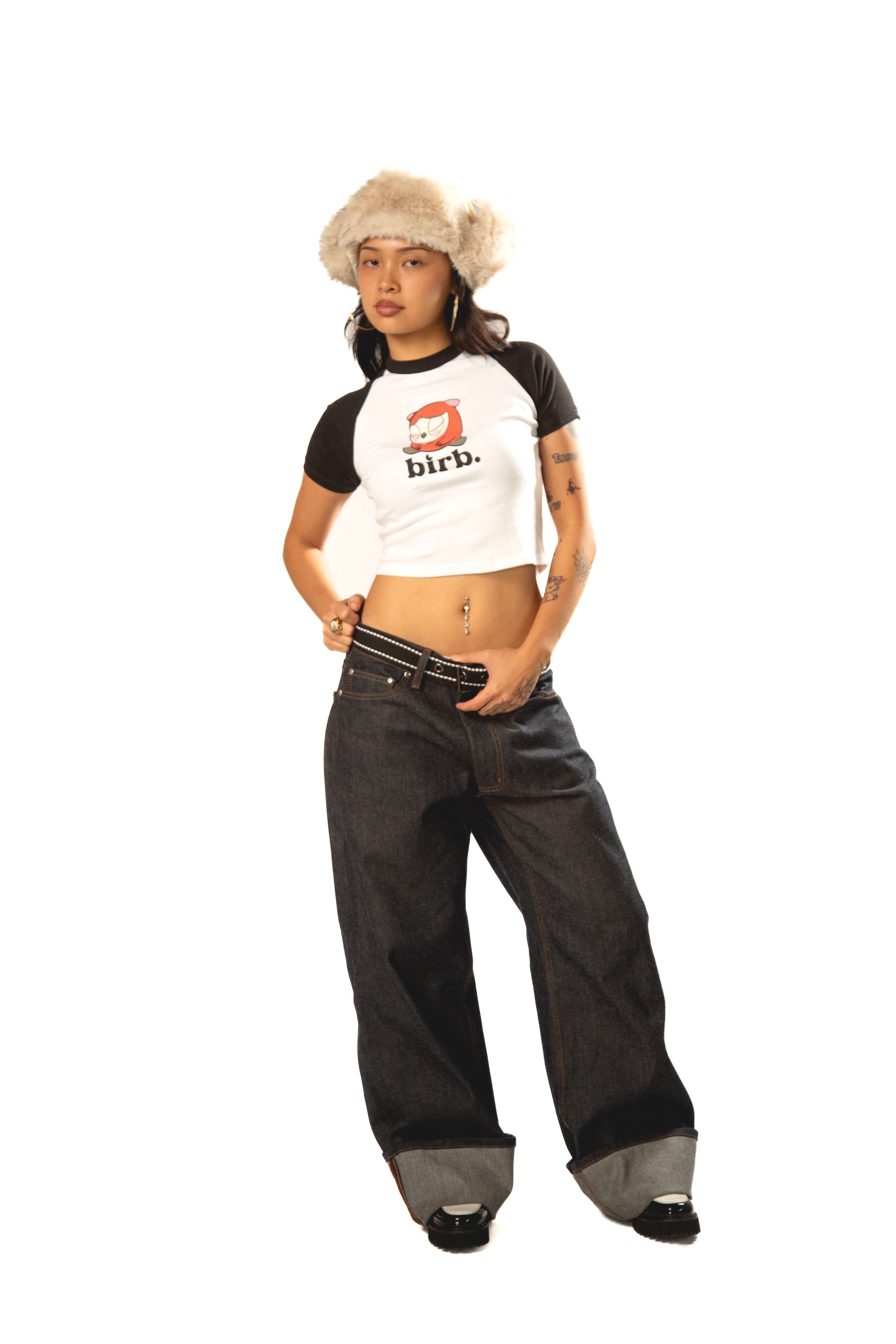 birb Raglan Tee in Red/Black