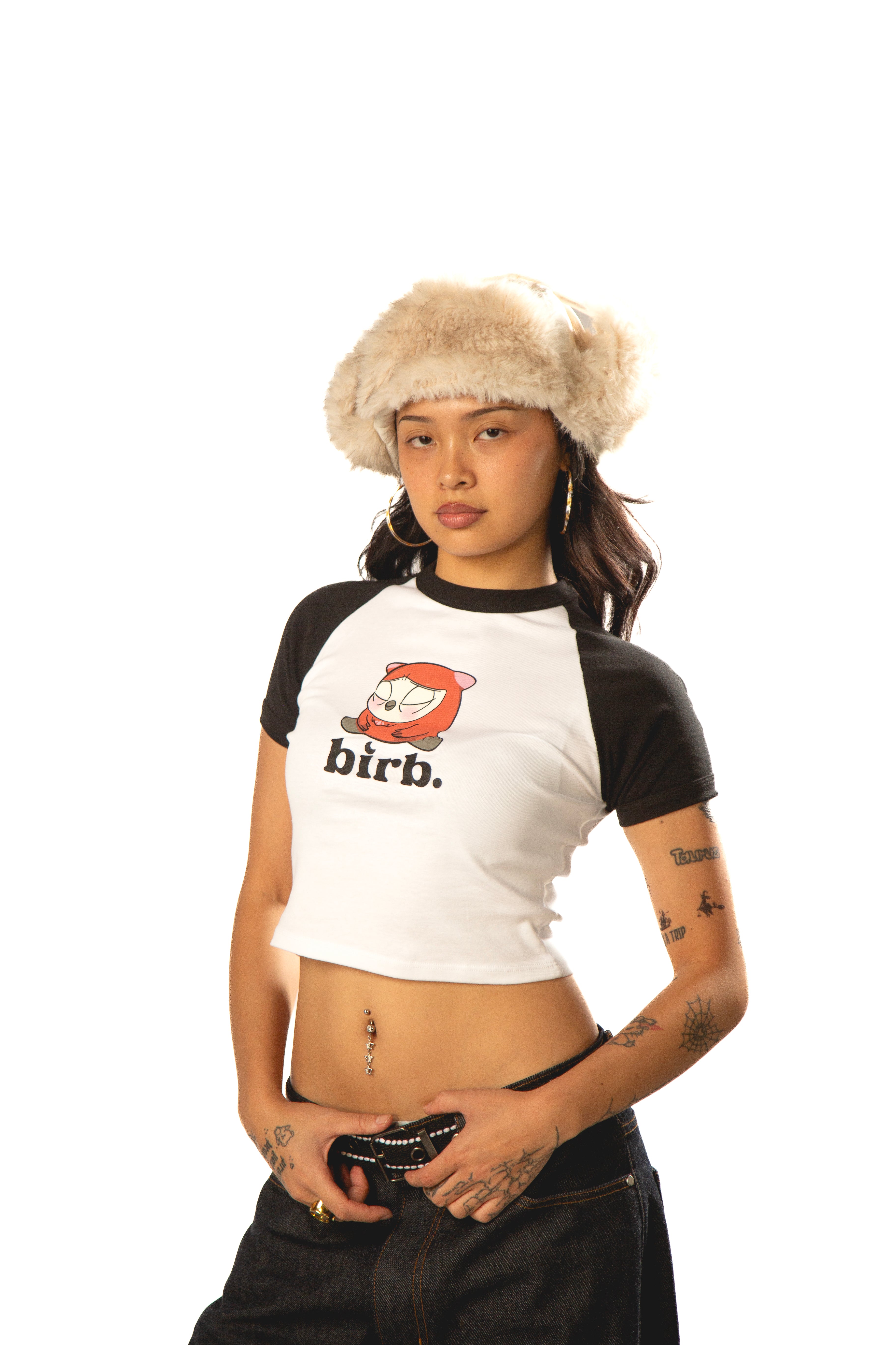 birb Raglan Tee in Red/Black
