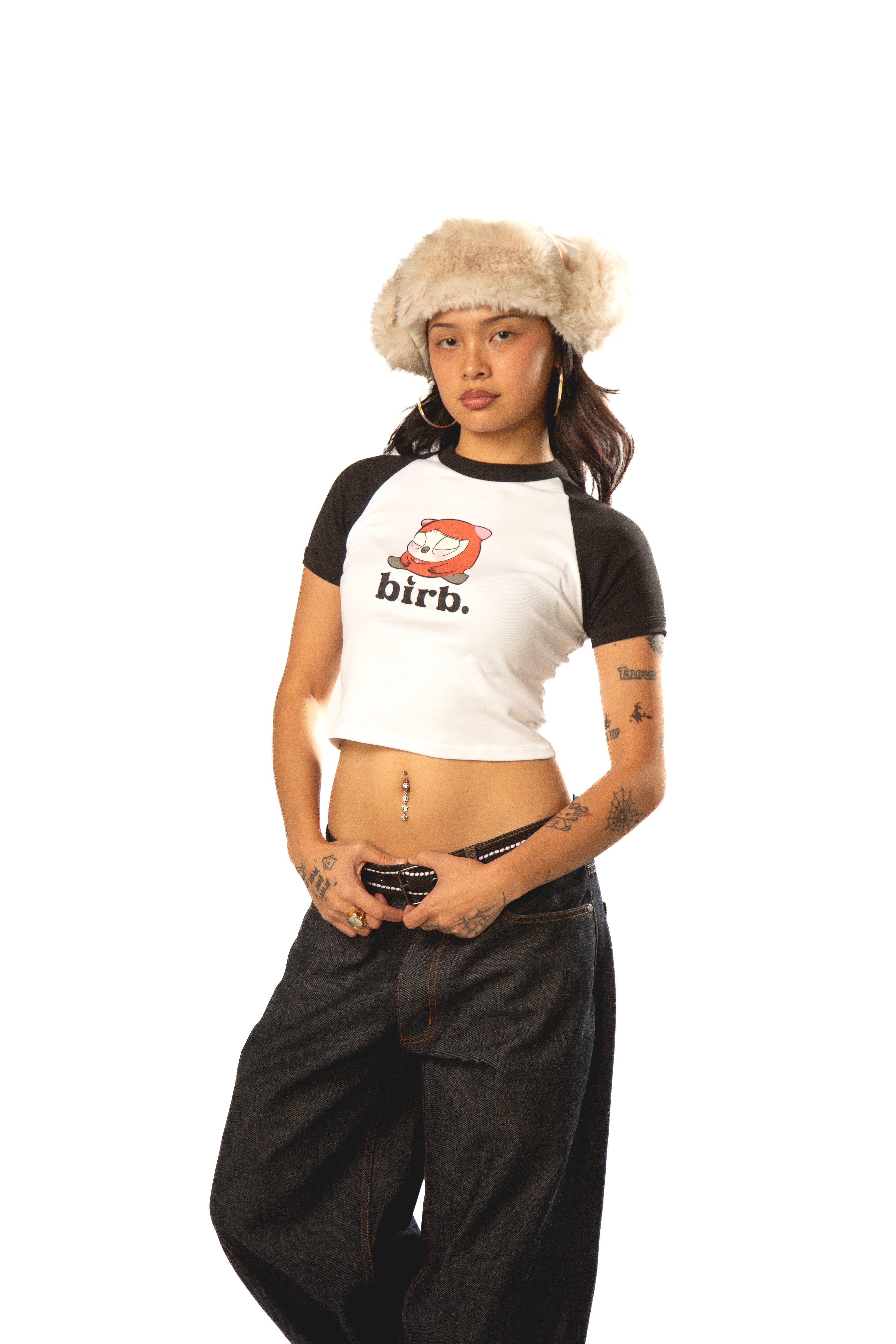 birb Raglan Tee in Red/Black