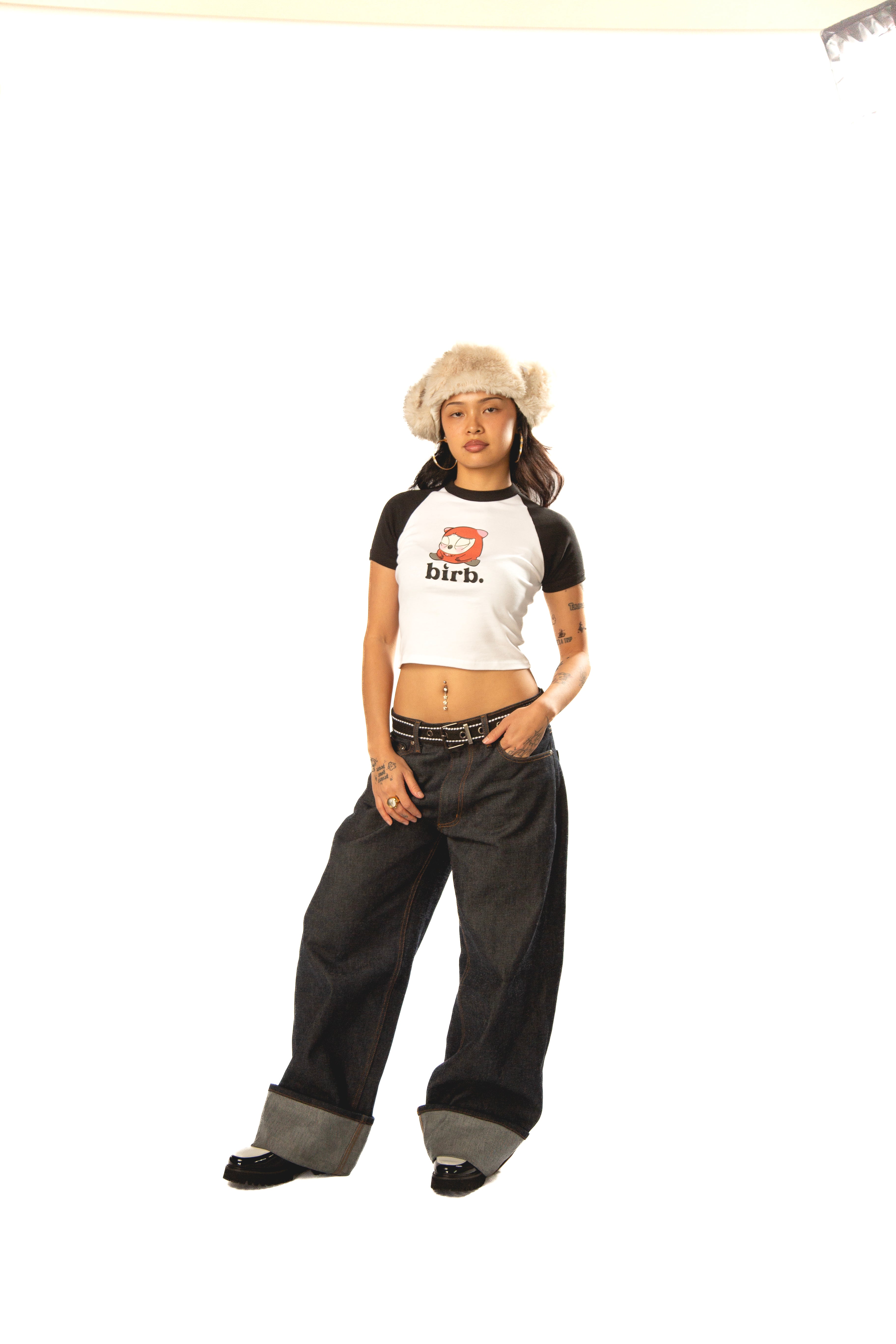 birb Raglan Tee in Red/Black