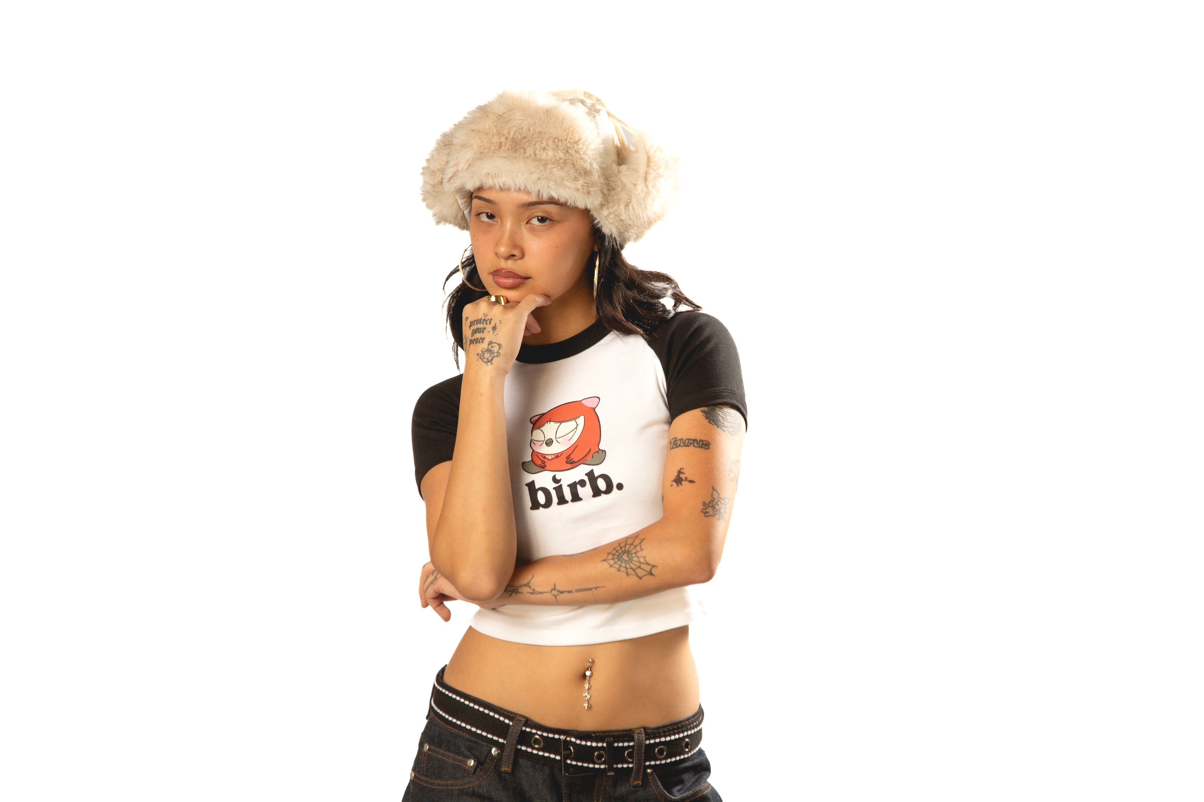 birb Raglan Tee in Red/Black