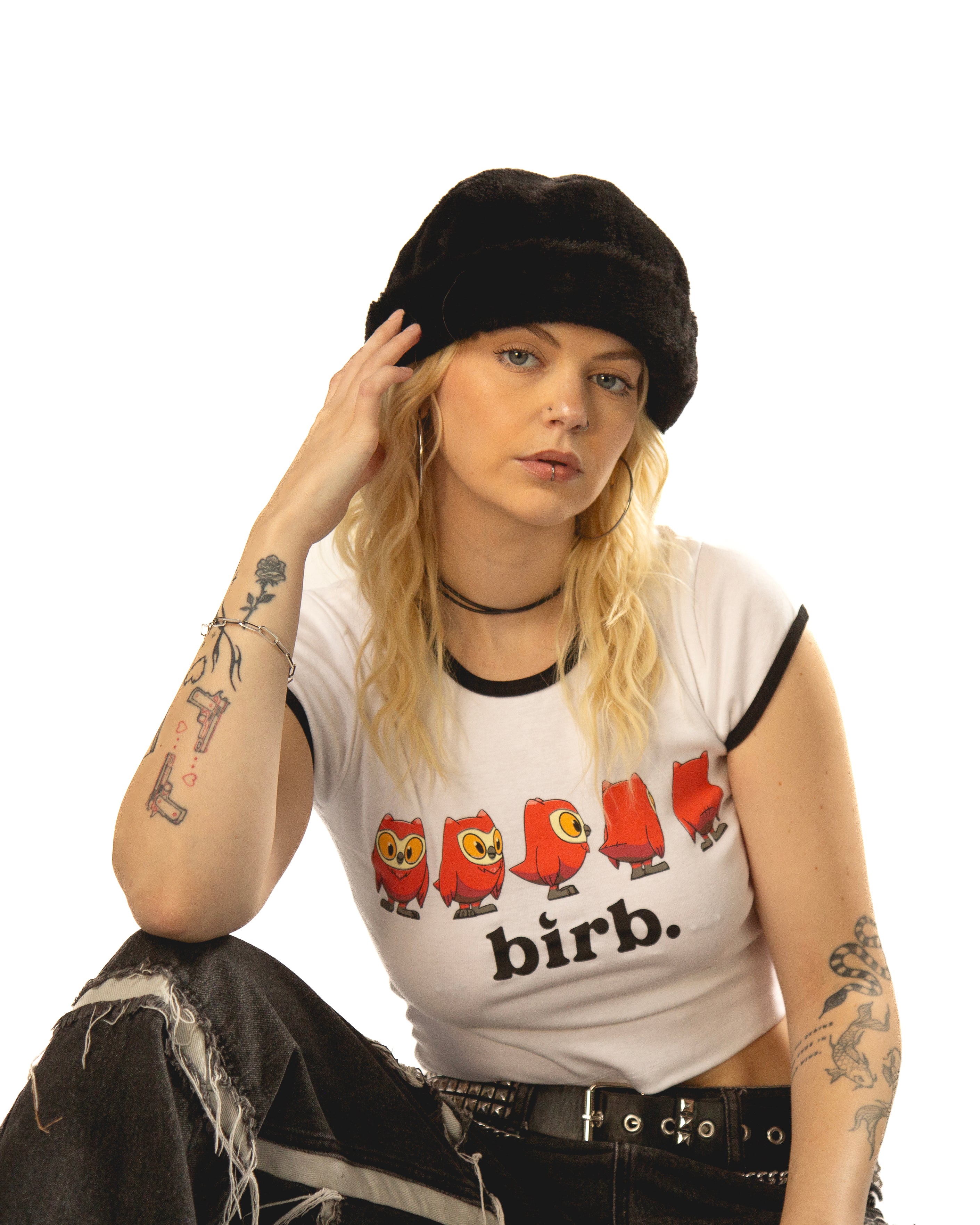 birb Ringer Tee in Red/Black